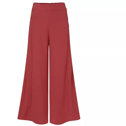 Damen weite Culotte-Hose mit stilvollen Knöpfen Stalluxe