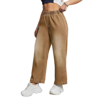 Damen Weit geschnittene Jeanshose mit elastischem Bund Stalluxe
