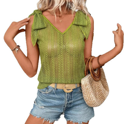 Damen Netztop mit Schleifen-Detail Stalluxe