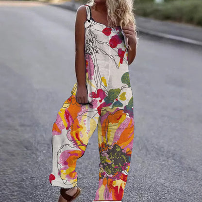 Women's Artistic Floral Print Jumpsuit Stalluxe