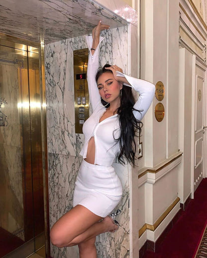 Damen Strick-Set mit Reißverschluss und langem Arm Stalluxe