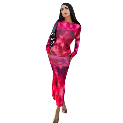 Damen Figurnahes Maxikleid mit kreativem Farbverlauf Stalluxe