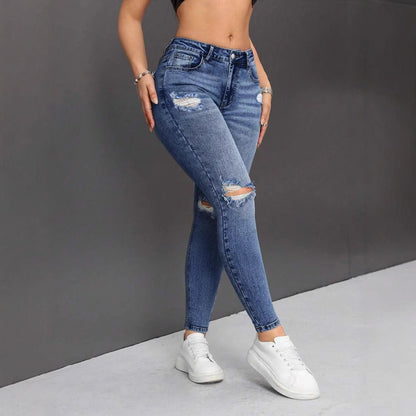 Damen Slim-Fit Ripped Jeans Stalluxe