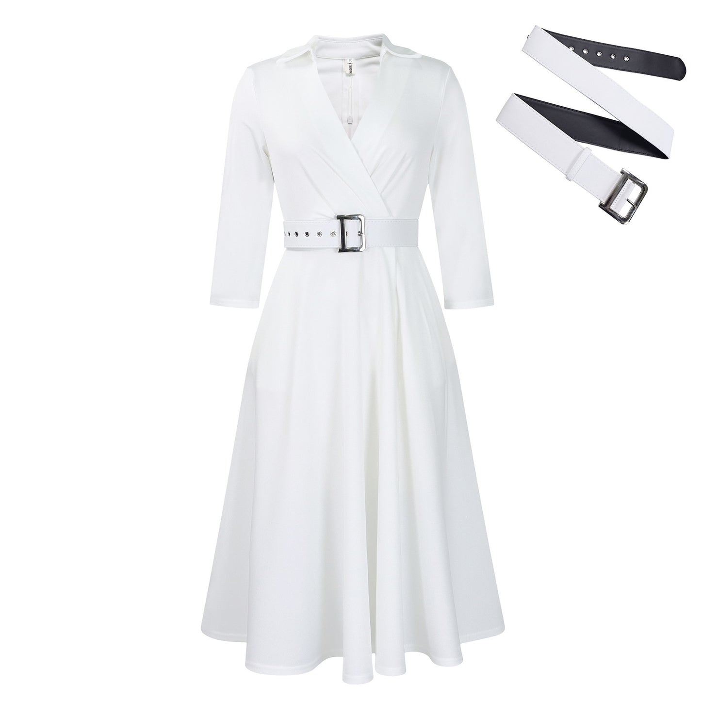 Damen Wickelkleid mit tailliertem Gürtel und schwingendem Rock Stalluxe