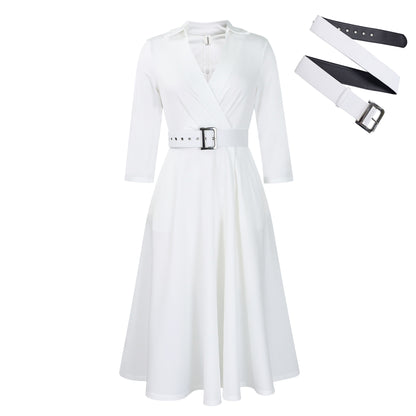 Damen Wickelkleid mit tailliertem Gürtel und schwingendem Rock Stalluxe