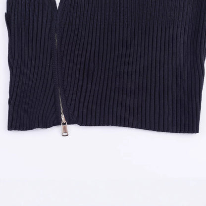 Damen modische Strickjacke mit breitem Kragen und asymmetrischem Reißverschluss Stalluxe
