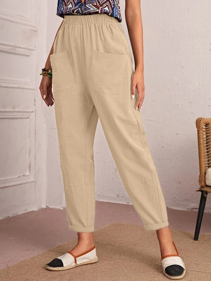 Damen Bequeme Sommerhose mit elastischem Bund und praktischen Taschen Stalluxe