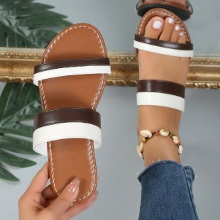 Damen Riemchen-Sandaletten mit modischem Mehrfarbendetail und rutschfester Sohle Stalluxe