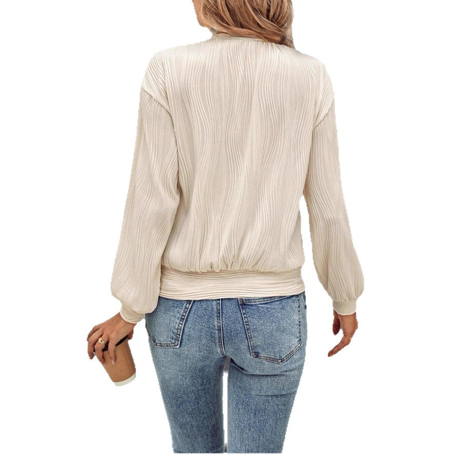 Damen lässiges Sweatshirt mit strukturiertem Stoff und elastischen Bündchen Stalluxe