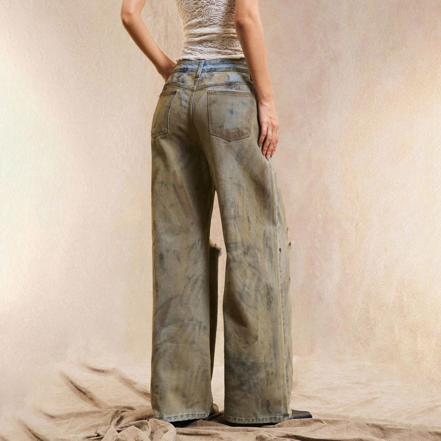Damen Weite Jeans mit modischen Destroyed-Details und lässigem Schnitt Stalluxe