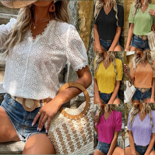 Damen Bluse mit Lochstickerei Stalluxe