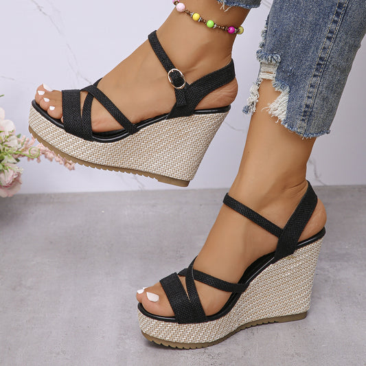 Damen Wedge-Sandalen mit verstellbarem Riemen und rutschfester Sohle Stalluxe