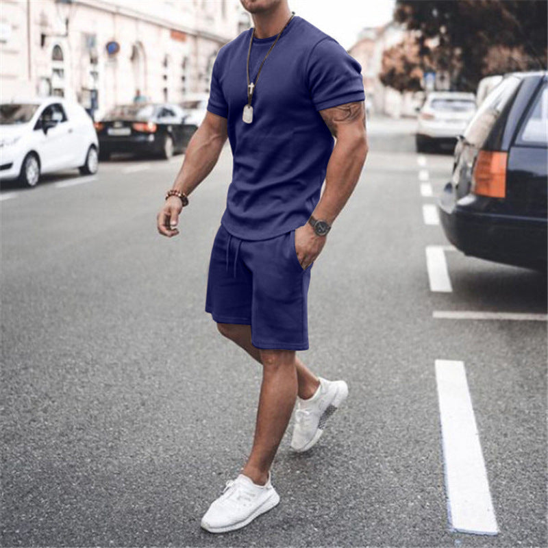 Product Image for Herren sportliches Sommer-Set mit atmungsaktivem T-Shirt und Shorts Stalluxe - Dunkelblau / XL
