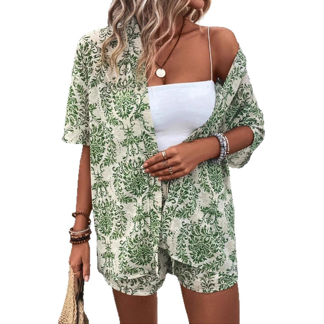 Damen lässiges Sommer-Outfit mit floralem Muster Stalluxe