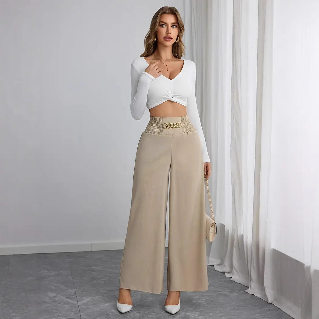 Damen Weit geschnittene Palazzo-Hose mit dekorativem Bund Stalluxe