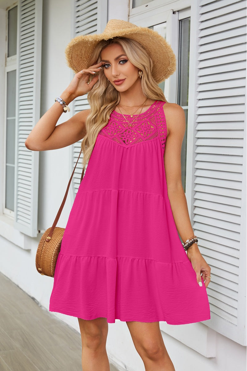 Damen luftiges Sommerkleid mit Spitzenakzenten Stalluxe