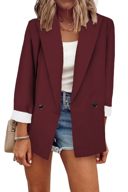 Damen modischer Blazer im Oversized-Schnitt mit tiefen Taschen und umgeschlagenen Ärmeln Stalluxe