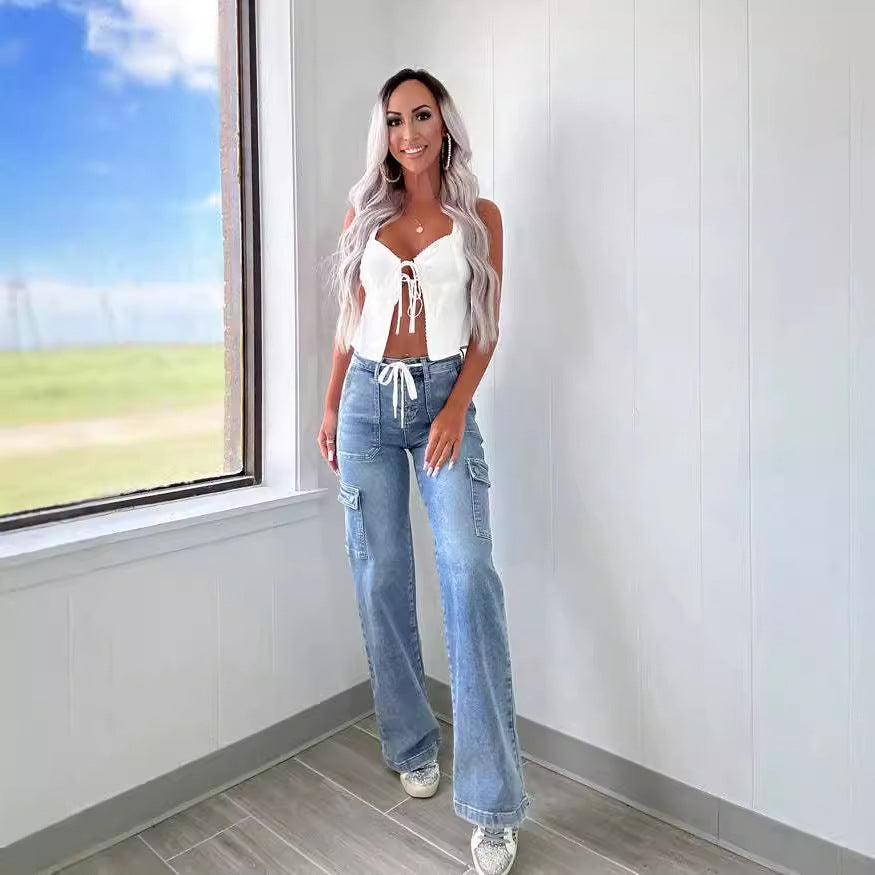 Damen Cargo-Jeans mit weichem Bund und praktischen Taschen Stalluxe
