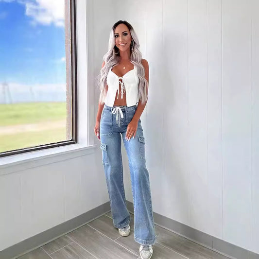 Damen Cargo-Jeans mit weichem Bund und praktischen Taschen Stalluxe