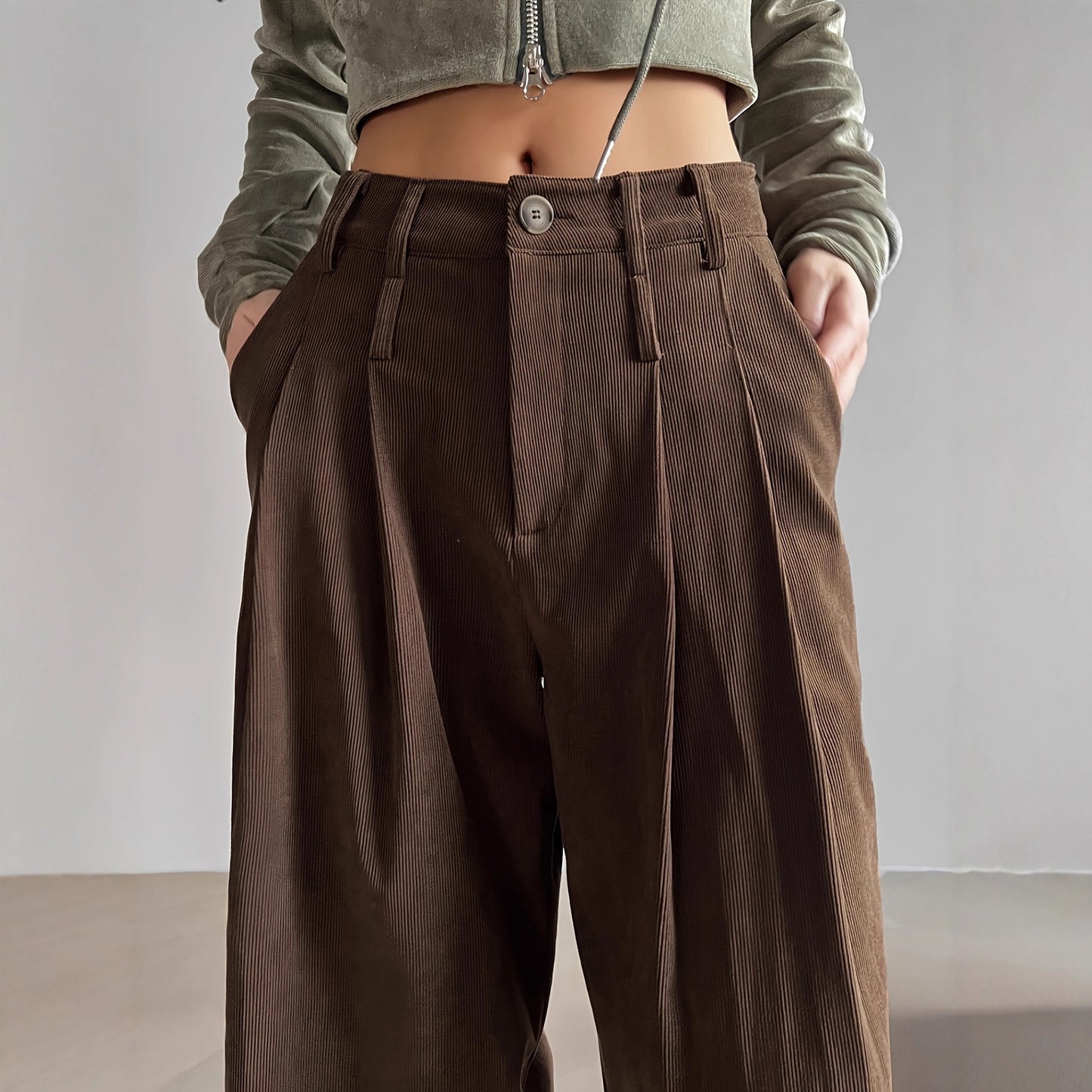 Damen weite High-Waist-Hosen Stalluxe