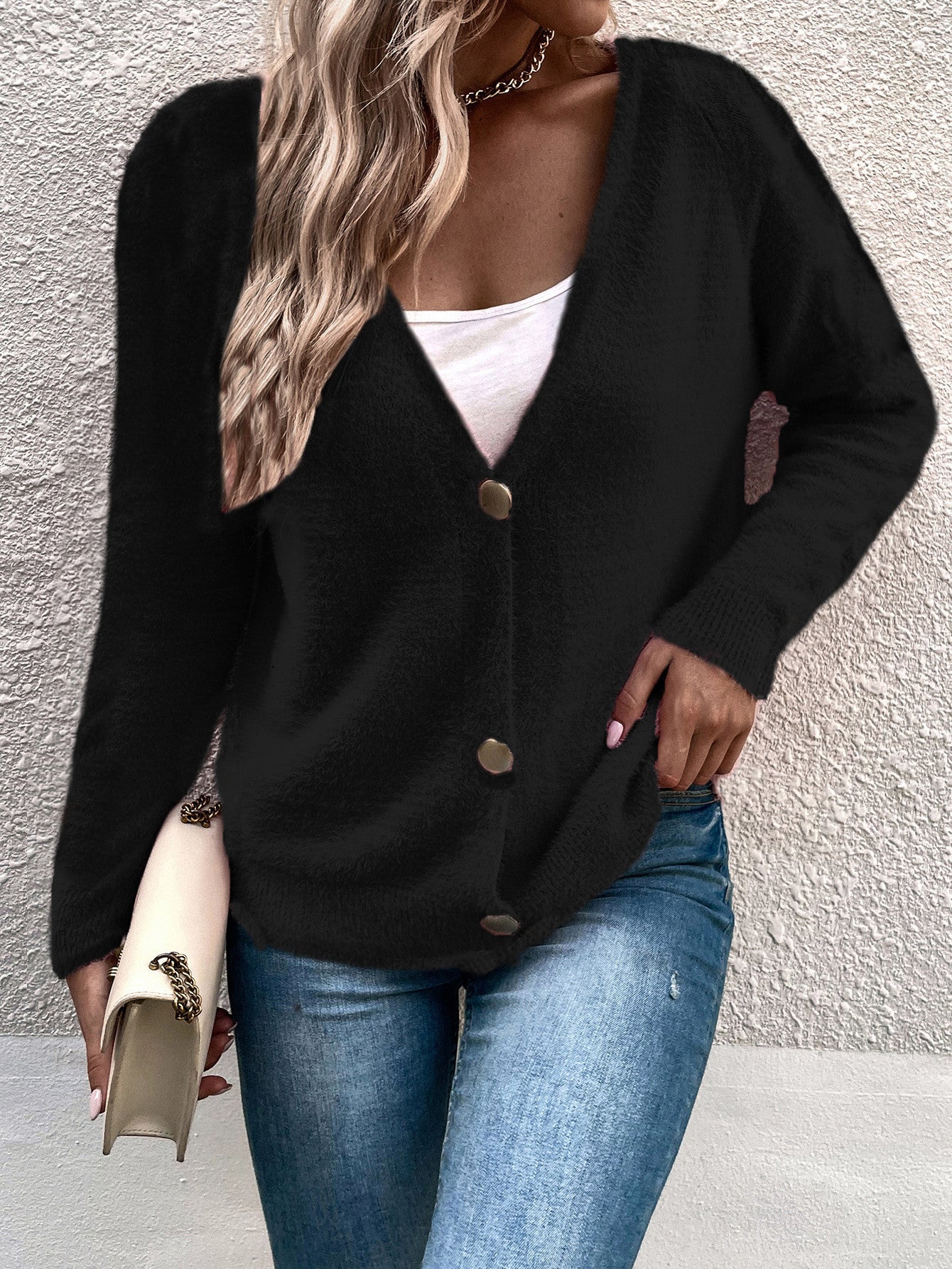 Damen Weicher Strickcardigan mit eleganten Knopfdetails und lässigem Schnitt Stalluxe