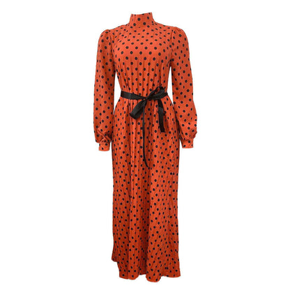 Damen Maxikleid mit modischem Punkte-Design und tailliertem Schnitt Stalluxe