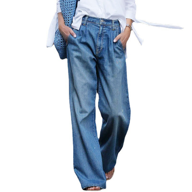 Damen Weite Jeans im modernen Schnitt mit hohem Taillenbund Stalluxe