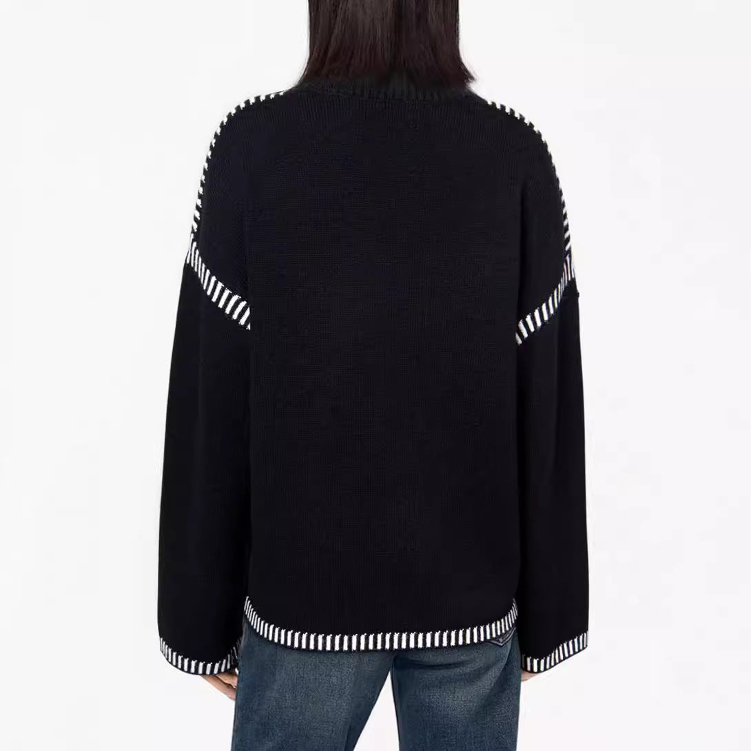 Damen lässiger Pullover mit Streifenakzenten Stalluxe