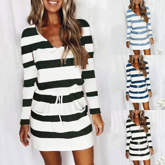 Women's Color-Block Shift Dress with Adjustable Waist Stalluxe