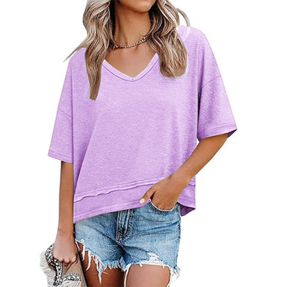 Women's Casual V-Neck Oversized Tee Stalluxe