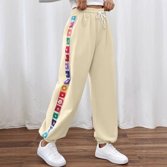Damen Freizeithose mit buntem Blümchenmuster und elastischem Bund Stalluxe