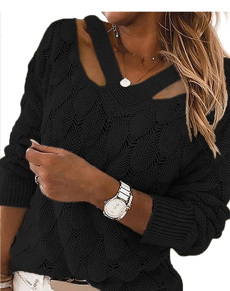 Damen Strickpullover mit V-Ausschnitt und raffiniertem Rippstruktur Stalluxe