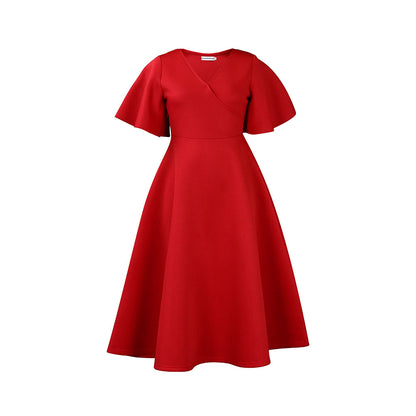 Damen Wickelkleid mit fließendem Schnitt und voluminösen Ärmeln Stalluxe