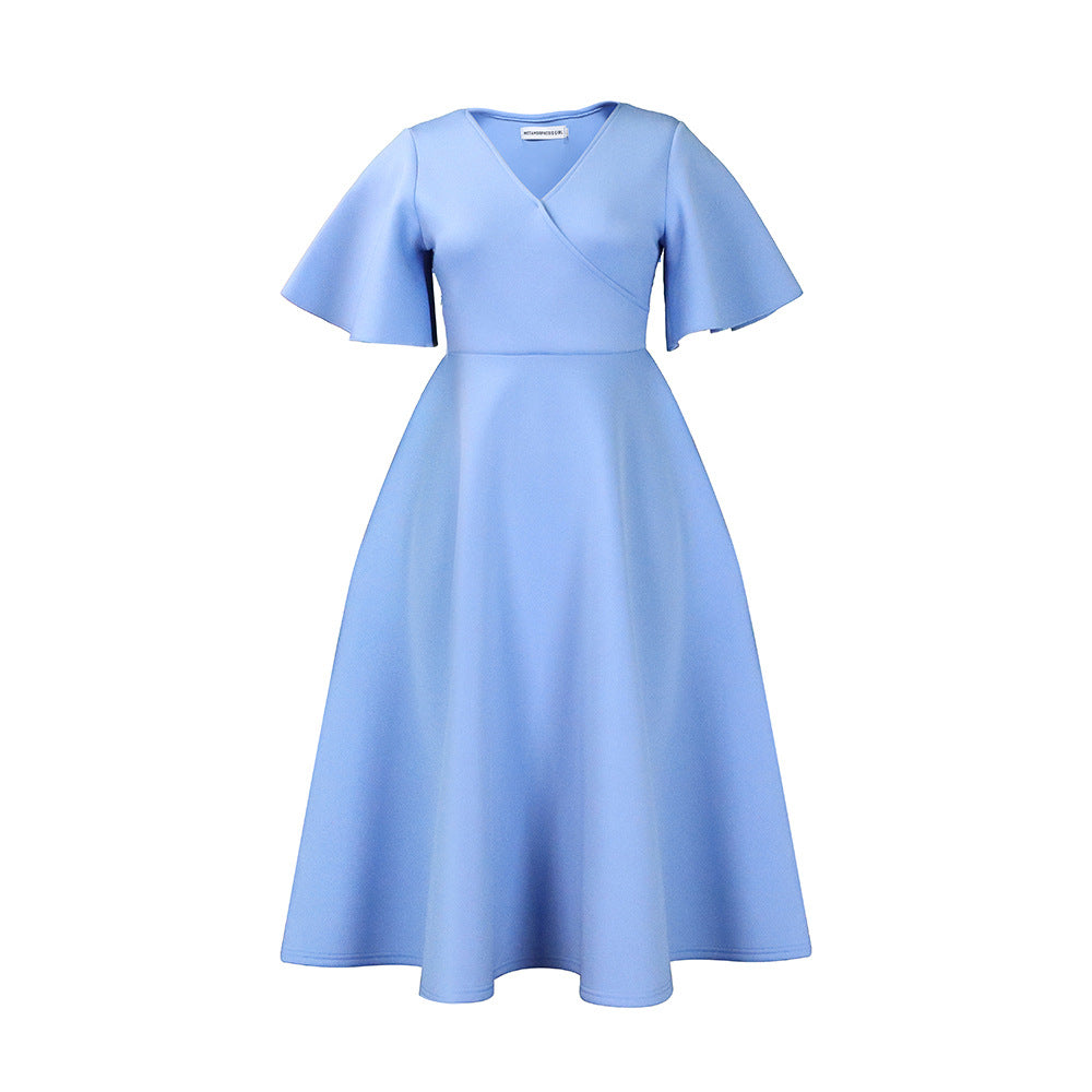 Damen Wickelkleid mit fließendem Schnitt und voluminösen Ärmeln Stalluxe