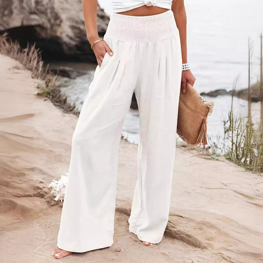 Damen Weite Sommerhose mit elastischem Bund und lockerem Schnitt Stalluxe