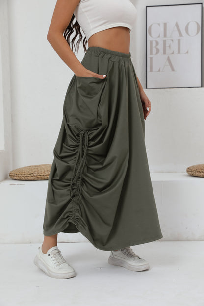 Damen Maxirock mit Raffungen und praktischen Taschen Stalluxe