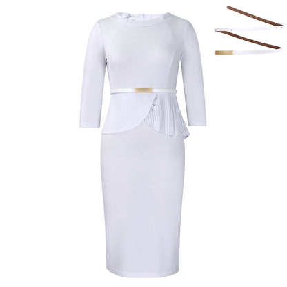 Damen Figurbetontes Kleid mit Raffungen und Gürtel Stalluxe