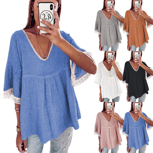 Damen Elegantes Blusenshirt mit Spitzenbesatz Stalluxe