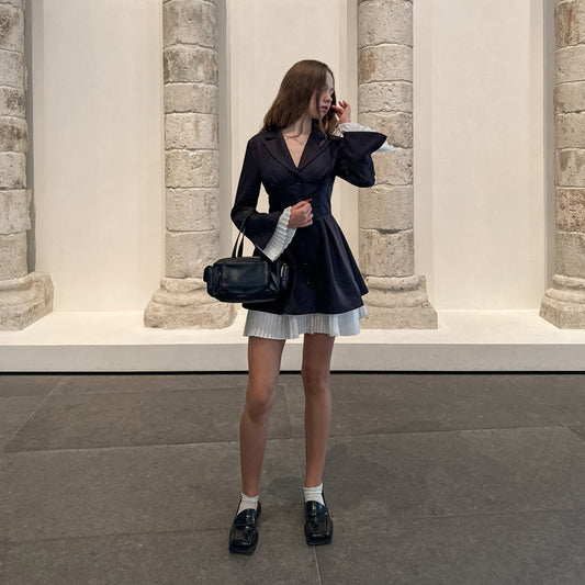 Damen Blazer-Kleid mit eleganten Falten und tailliertem Schnitt Stalluxe
