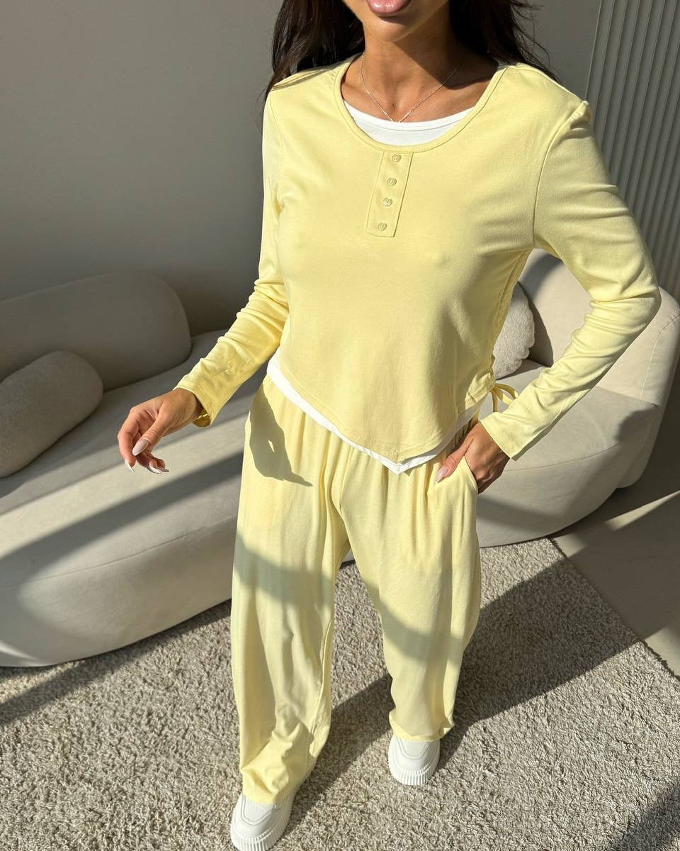 Damen lässiger Pyjama-Anzug aus atmungsaktivem Material Stalluxe