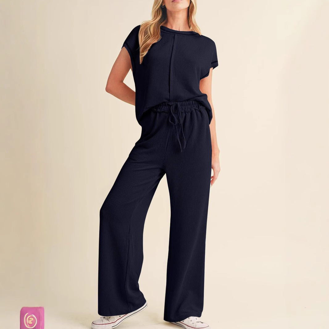 Damen Bequemer Jumpsuit mit weitem Bein und elastischem Bund Stalluxe
