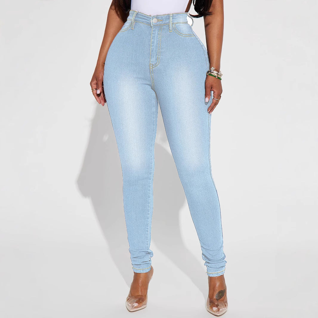 Damen hoch taillierte figurbetonte Jeans mit lässigem Look Stalluxe