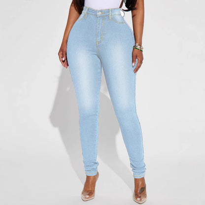 Damen hoch taillierte figurbetonte Jeans mit lässigem Look Stalluxe