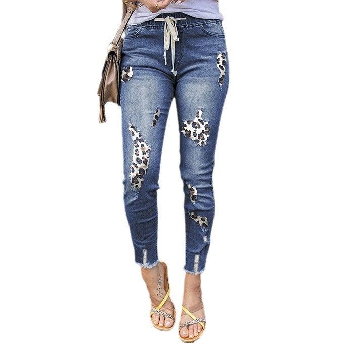 Damen Jeans im modernen Animal-Print mit trendigen Destroyed-Details Stalluxe