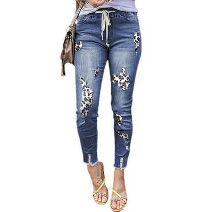 Damen Jeans im modernen Animal-Print mit trendigen Destroyed-Details Stalluxe