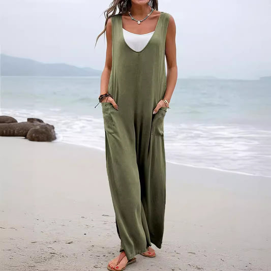 Damen Bequemer Sommeroverall mit weitem Schnitt und praktischen Taschen Stalluxe