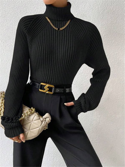 Damen figurbetonter Pullover mit Rippstruktur und Stehkragen Stalluxe