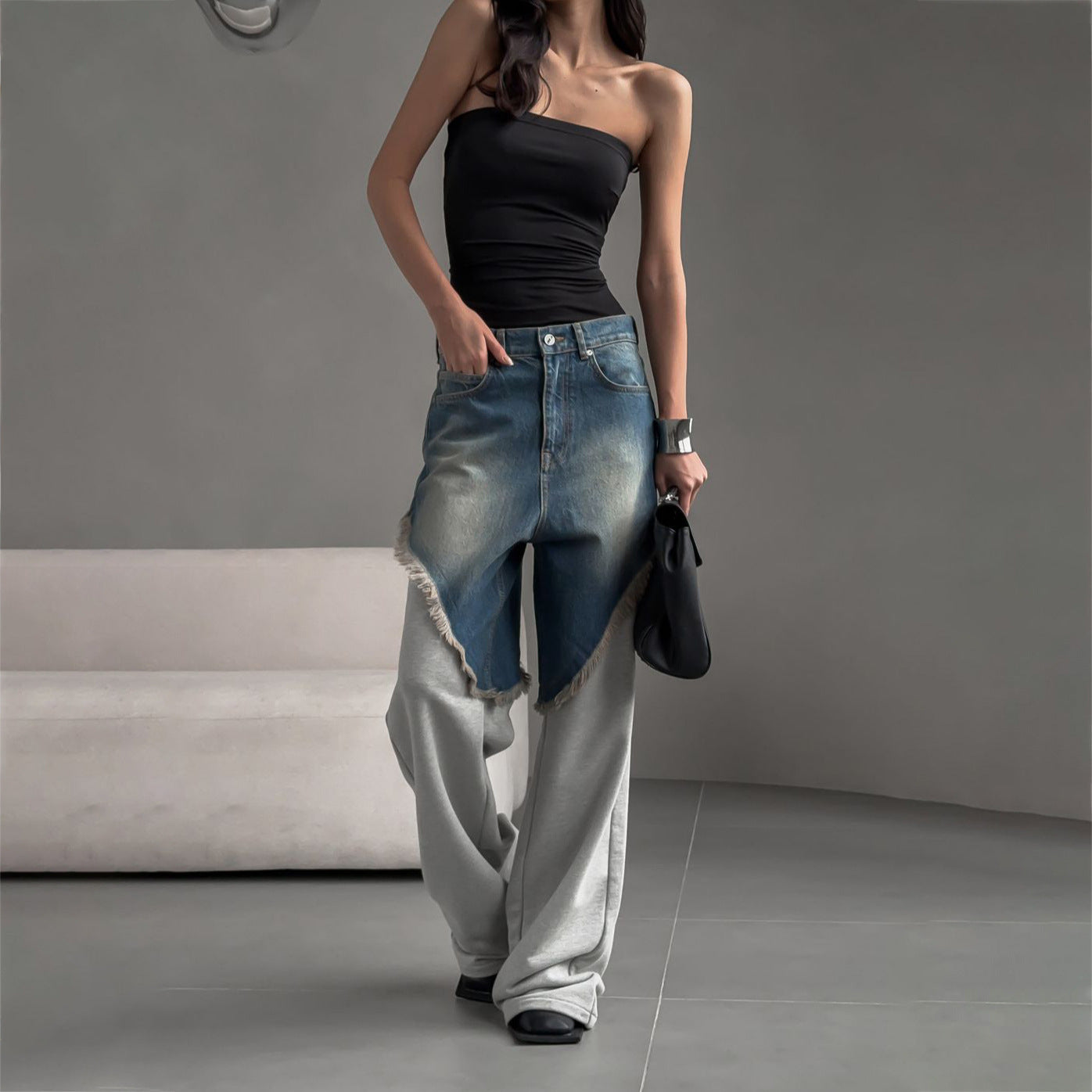 Damen Oversized Jeans mit einzigartigen Fransen-Details und modernem Schnitt Stalluxe