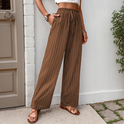 Damen entspannte Palazzo-Hose mit elastischem Bund und seitlichen Taschen Stalluxe