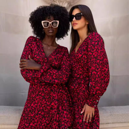 Damen Wickelkleid mit aufregendem Leopardenmuster und eleganten Rüschen Stalluxe
